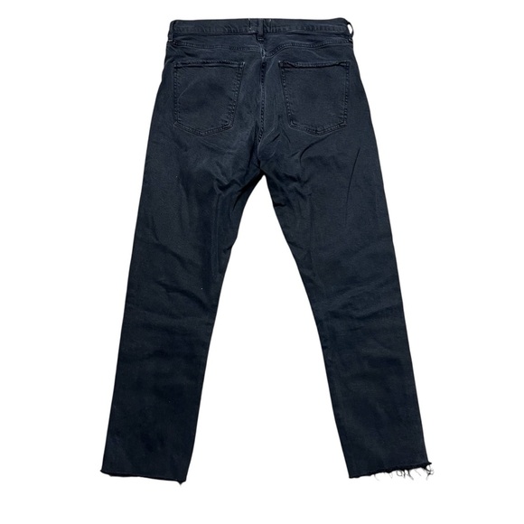 AGOLDE 30 Toni Mid Rise Straight Leg Jeans Feral Washed Black Raw Hem Distressed - Picture 5 of 9